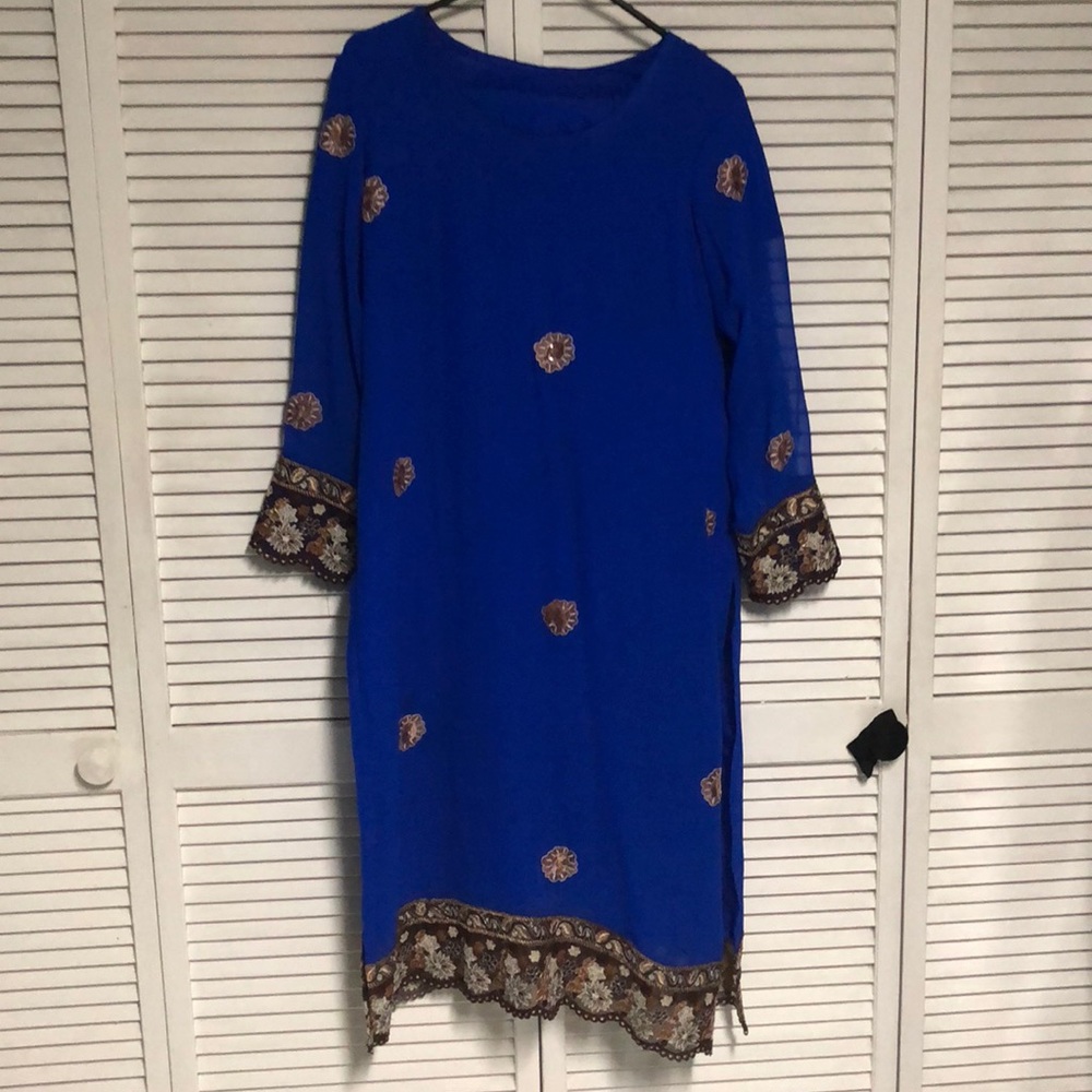 Salwar Kamez Royal blue indian dress slit shirt